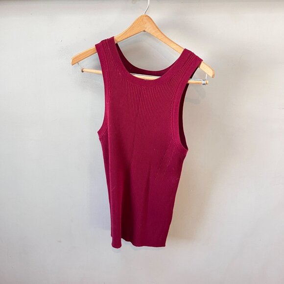 Closed Women's Burgundy Ribbed 100% Organic‎ Wool Tank Top Sz. L - Picture 1 of 5